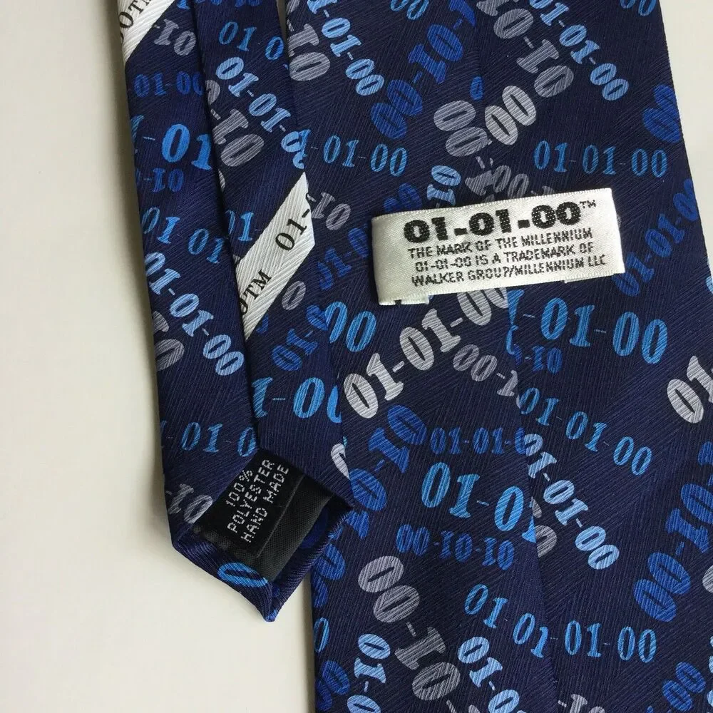 01-01-00 Mens Necktie Navy Blue 100% Silk Walker Group Millennium Tie Hand Made